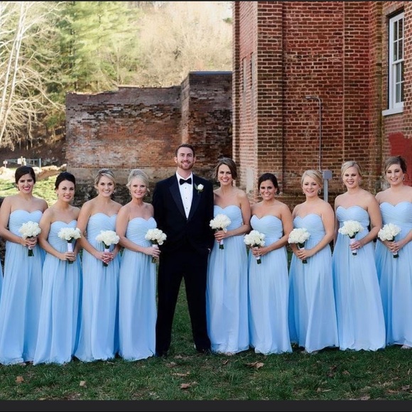 Bill Levkoff light Blue Bridesmaid Dress - Picture 11 of 12